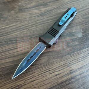 Zinc Handle UT70 Blue Titanium Damascus OTF Knife