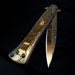 A Folding Knife Of A Gold-embossed Swordfish