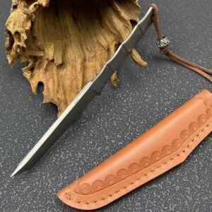 Bamboo-Style Damascus Fixed Blade Knife