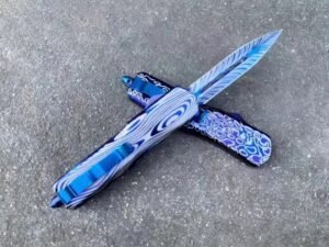 Zinc Handle Microtech Dalong Blue Titanium OTF Knife