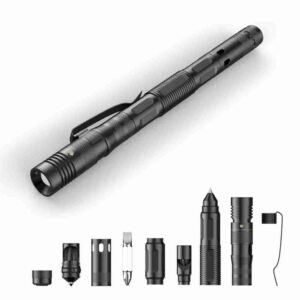 Multifunctional Tactical Pen Self Defense Women Defending Flashlight Aluminum Screwdriver Corkscrew Protect Survival Accessories