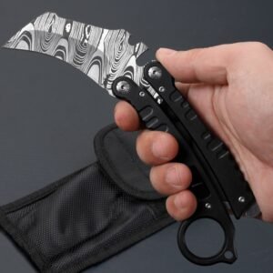 Karambit Knife Camping Tactical Knife High Hardness Etched Butterfly Claw Knife Handmade Knife