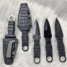Outdoor straight knife with high hardness and sharpness Tactical small straight knife with K sheath A-1 black/black handle