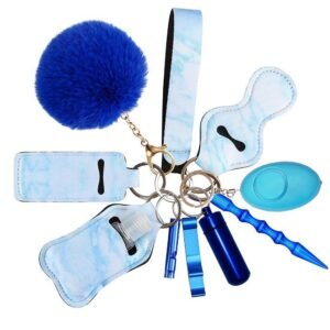 Self collection Keychain 11-Piece Aluminum Anti-Wolf Alarm Blue