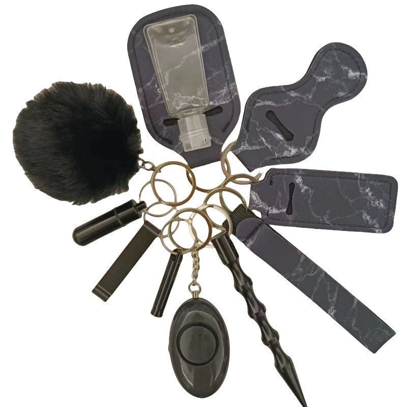 O1CN015Wu6G12FDyrf3uy3C_968158847-0-cib.jpg Self collection Keychain 11-Piece Aluminum Anti-Wolf Alarm Black