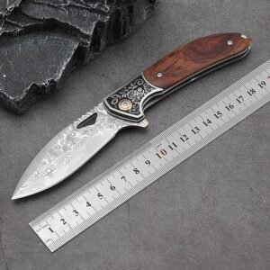 Damascus folding knife multi-function wilderness survival knife outdoor camping equipment