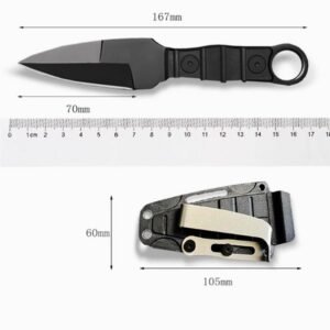 Outdoor straight knife with high hardness and sharpness Tactical small straight knife with K sheath A-1 black/black handle