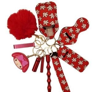 Self collection Keychain 11-Piece Aluminum Anti-Wolf Alarm Red