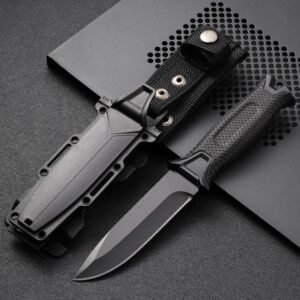 Fixed Blade Outdoor Knife with Textured Handle & Sheath