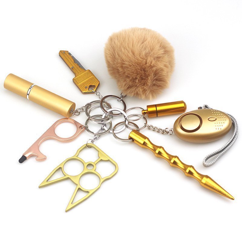 O1CN01Pj6mre2FWIooETCVC_2217187058887-0-cib.jpg Safety Keychain UK Self collection Keychain 8-Piece Multifunctional Gold