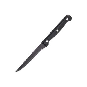 Stainless steel serrated knife with plastic handle