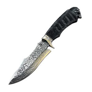 Black Skull Damascus Damascus Forged Knife Steel Outdoor Straight Knife Camping Portable
