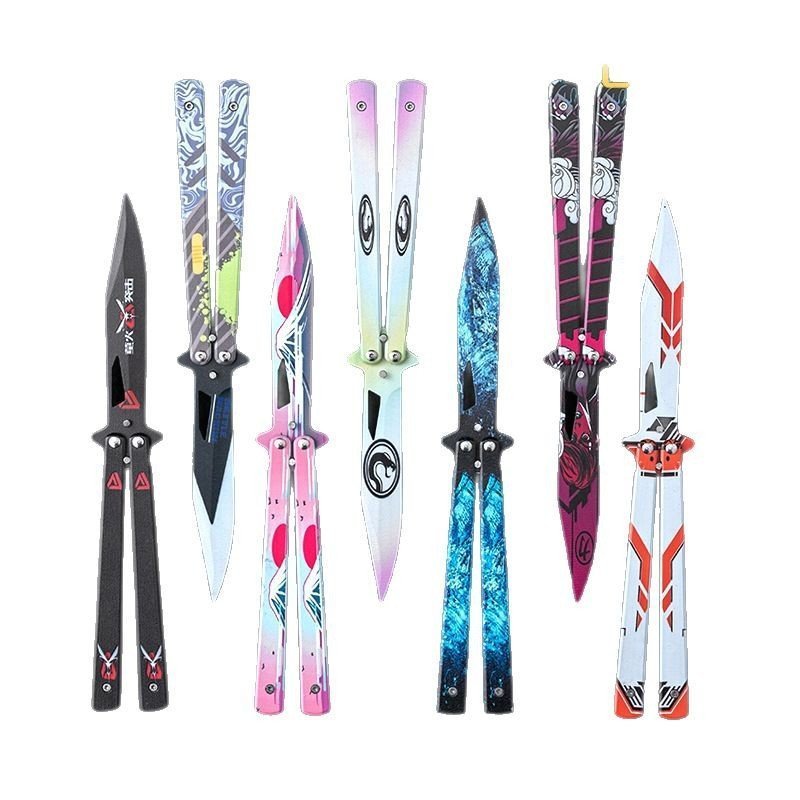 O1CN01RERh9m1lJzlIbVpf7_2215623304799-0-cib.jpg Unsharpened butterfly practice knife color butterfly knife outdoor multi-function folding knife swing