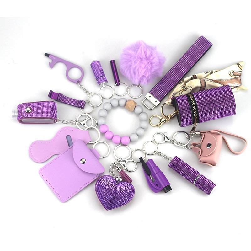 O1CN01UFAdfU2MtO3cV8Zme_2217751789885-0-cib.jpg Womens Safety Items 15-Piece Self-collection Keychain Purple