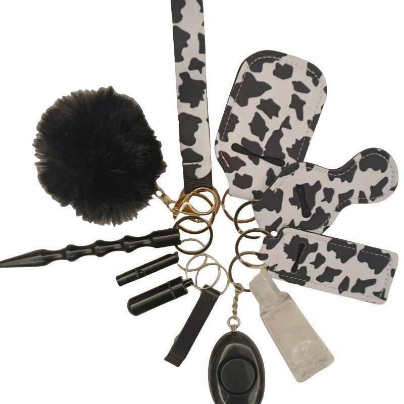 O1CN01Uy954R2FDyuIPuwtL_968158847-0-cib.jpg Self collection Keychain 11-Piece Aluminum Anti-Wolf Alarm Black+White