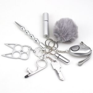 Safety Keychain UK Self collection Keychain 8-Piece Multifunctional Black