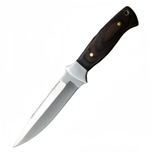 Bowie Style Fixed Blade Knife with Wood Handle