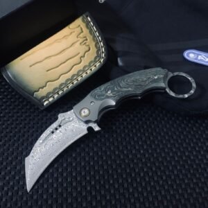 Karambit Knife Damascus Steel Folding Claw Knife