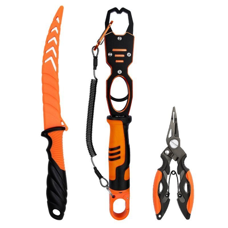 O1CN01fk1CZk26Gswdro1pj_2217545917635-0-cib.jpg Fishing knife combination multifunctional fish catcher aluminum alloy with scale fish control set