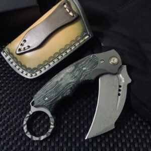Karambit Knife Damascus Steel Folding Claw Knife