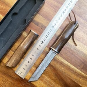 Bamboo forged Damascus steel straight knife collection sheath knife outdoor knife