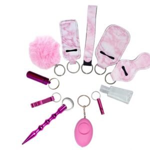 Self collection Keychain 11-Piece Aluminum Anti-Wolf Alarm Pink