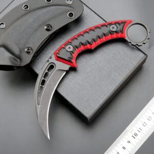 Karambit Knife Fixed Blade D2 Steel + G10 Handle Outdoor Claw Knife With Protective Cover Edc Tool-RDE