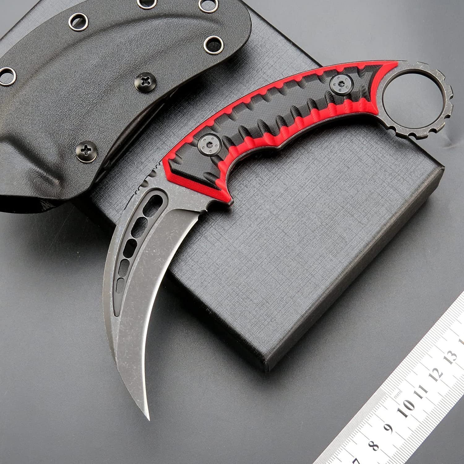 O1CN01q1nMno1qdkkyXqBKi_4128405519-0-cib-1.jpg Karambit Knife Fixed Blade D2 Steel + G10 Handle Outdoor Claw Knife With Protective Cover Edc Tool-RDE