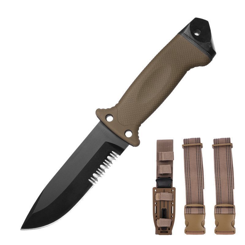 O1CN01ugX7ua1wqTXBz9tZZ_2215444756359-0-cib.jpg Outdoor Hunting Knife with Serrated Edge – Survival Fixed Blade (Brown)