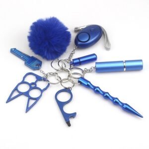Safety Keychain UK Self collection Keychain 8-Piece Multifunctional Blue