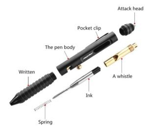 Practical Tactical Pen Tungsten Steel Glass Breaker Self Defense Tactical Survival Pens Multifunction Brass Whistle Defence Pen