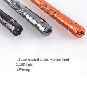 T-7 Double Tungsten Steel Head Defense Tactical Pen Glass Breaker EDC Tactical Survival Pens Multifunction LED Lighting Pen