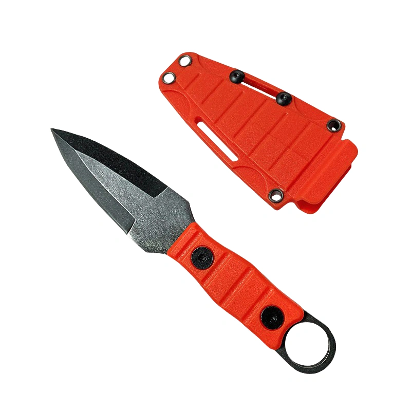 a3.webp Outdoor straight knife, high hardness, sharpness, tactical small straight knife, with K sheath A-3 Stonewashed/Orange handles
