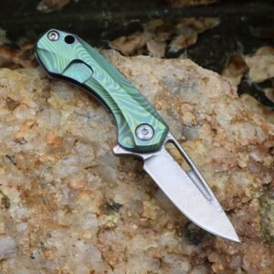 Titanium Handle Mini Damascus Folding Fold Folding Knife
