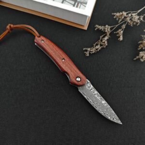 The Red Sparrow Damascus Is Small And The Small Is Broken Folding Knife