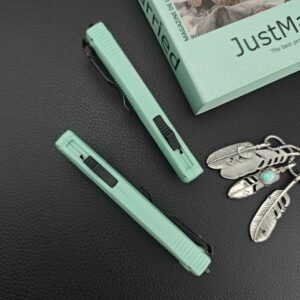 Butterfly 5370 Green Handle Straight Jumping Tail Vertex Style OTF Knife