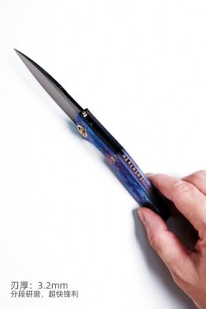 Crater Sanding DLC M390 Titanium Handle SF Folding Knife