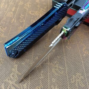 Zinc-handle Microtech, Snake God Scales Jump Straight Up OTF Knife