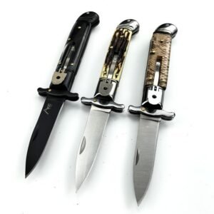 AKC 9-inch Flip-top Hand Guards With Curved Tail Side-Opening Switchblade
