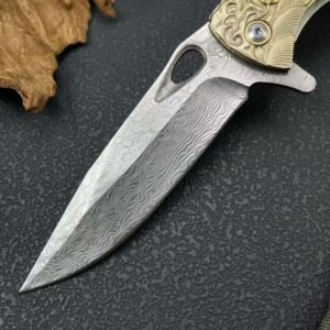 Koi Damascus Mini Folding Knife