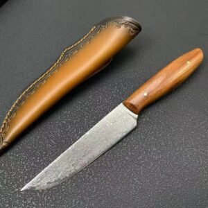 Damascus Fruit Knife with Red Sandalwood Handle