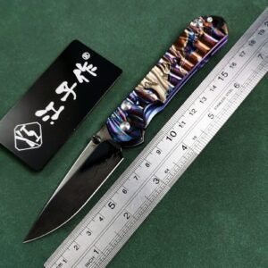 Crispy Sands Damascus Mirror DLC Titanium Shank SF Folding Knife