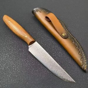 Damascus Fruit Knife with Red Sandalwood Handle