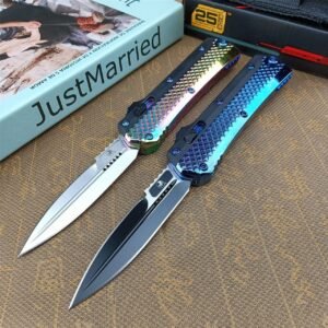 Zinc-handle Microtech, Snake God Scales Jump Straight Up OTF Knife