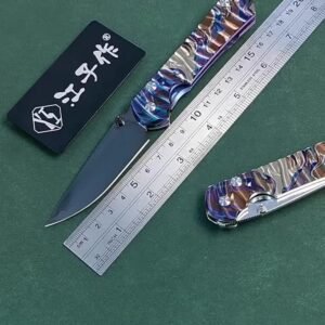 Crispy Sands Damascus Mirror DLC Titanium Shank SF Folding Knife
