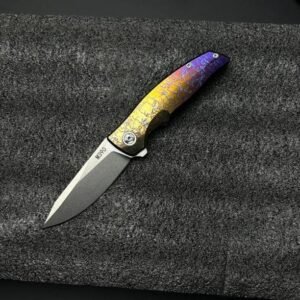 Yuji Evolver M390 Lightning-Pattern Titanium Handle Folding Knife