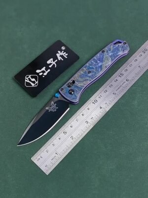 Butterfly 535 M390 Sanding DLC Blade Titanium Laser Handle Blue SF Express