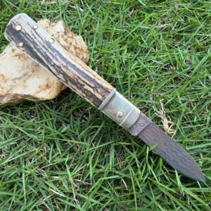 AKC Classic Round-Handle Copper-Inlay Damascus Side-Opening Knife