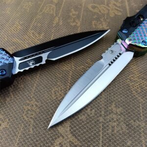 Zinc-handle Microtech, Snake God Scales Jump Straight Up OTF Knife
