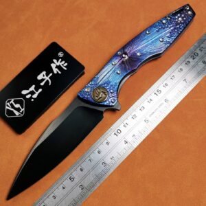Crater Sanding DLC M390 Titanium Handle SF Folding Knife